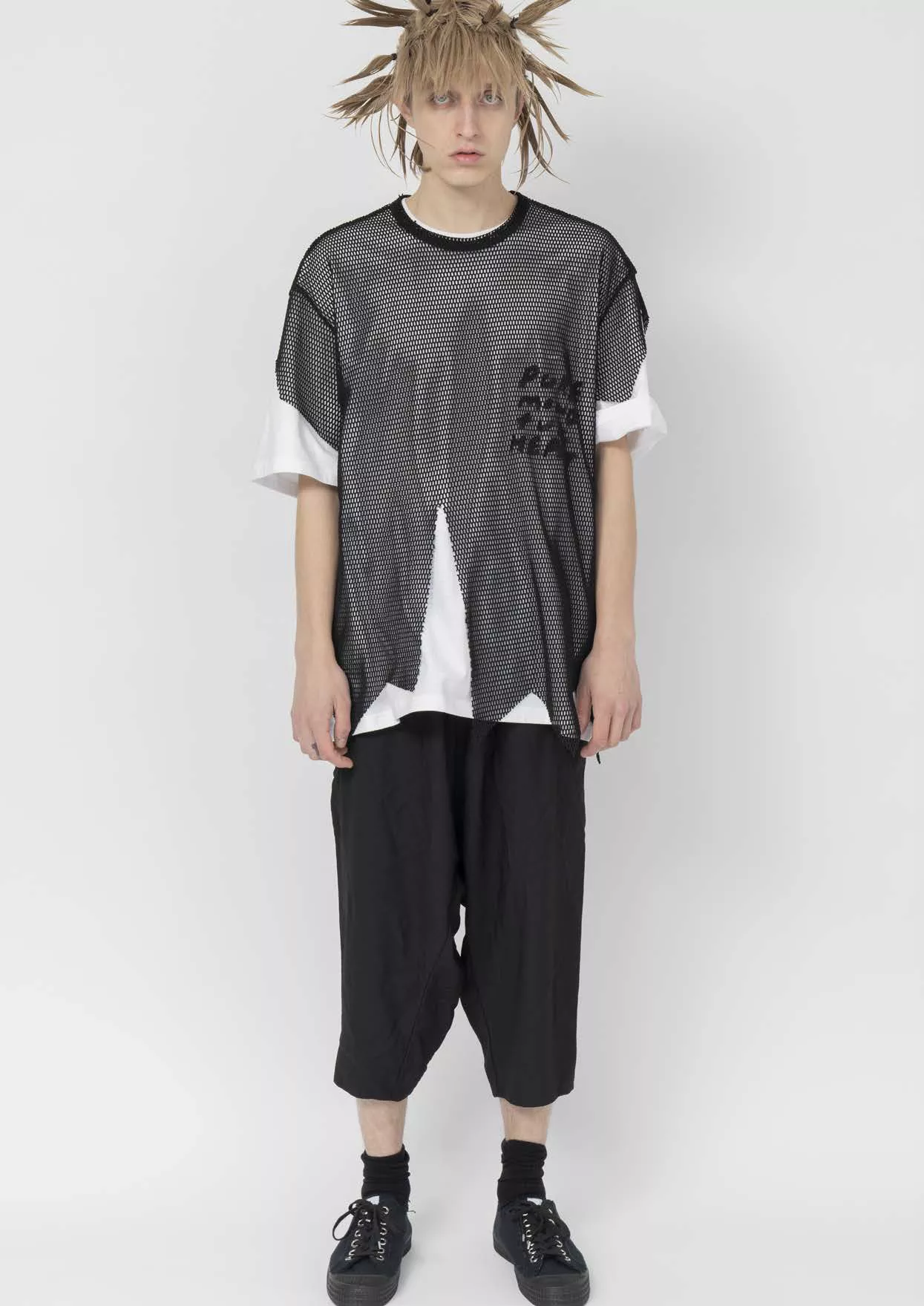 BLACK COMME des GARCONS 23ss メッシュカットソー長袖 | nate ...